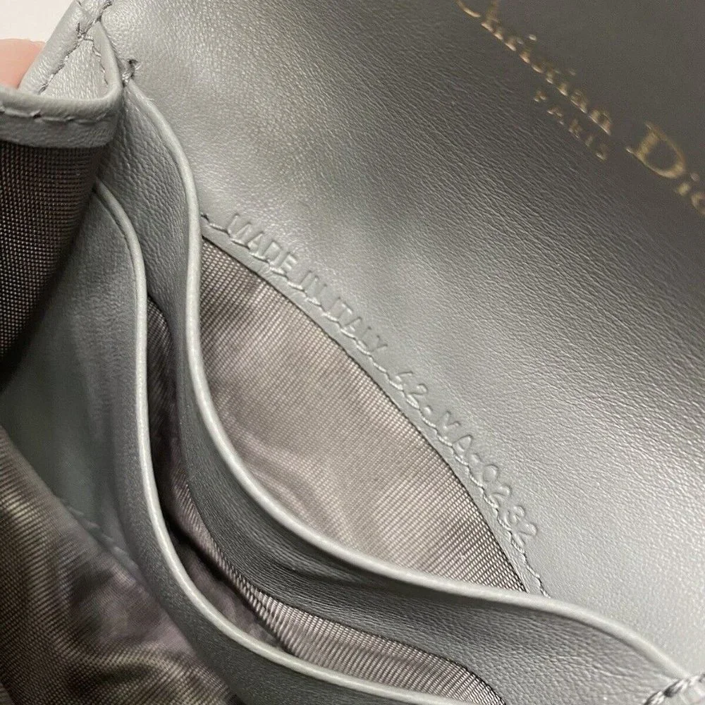 Christian Dior Gray Oblique Jacquard Saddle Flap Wallet